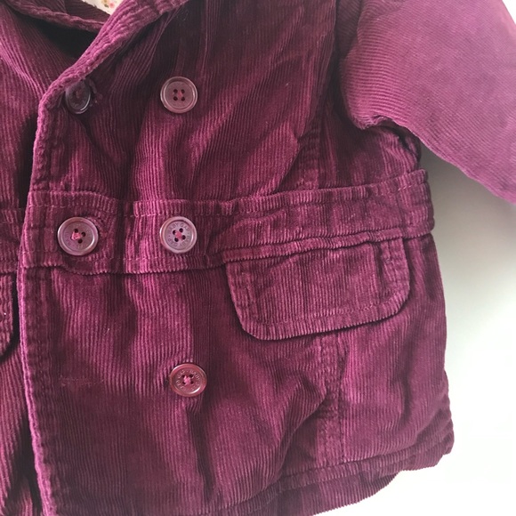 Baby Gap - 6-12M - Burgundy-purple Corduroy peacoat - VGUC - Picture 3 of 5